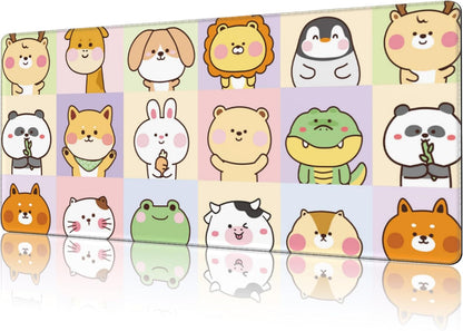 Mouse Pad Large Cute Animals Non-Slip Game Desk Mat with Stitched Edge Laptop Keyboard Desk Pad for Work Home Gaming (35.4 x 15.7 Inches)