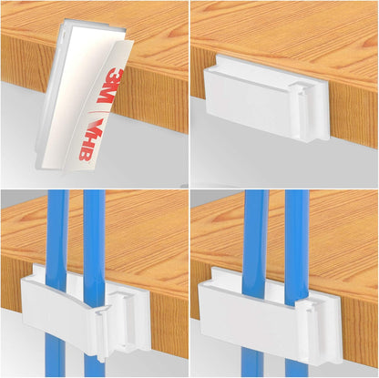 Cable Clips with Strong Self-Adhesive, XIAOXI Multipurpose Wire Clamps for Cable Management and Cable Runs, TV PC Wire Holder Sticky Tidy - White (20pcs)