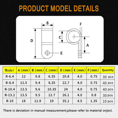 Bigtrans 300 Pcs Nylon Plastic R-Type Wire Clips with Screws 1/4" 5/16" 3/8" 1/2" 3/4" Clamps Fasteners Assortment for Cable Conduit -5 Size -White