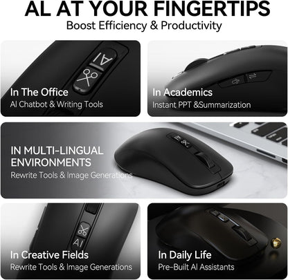 M4 Wireless Smart Ai Mouse For Pc Laptops,One-Touch Voice Input, Ai Assistant, Meeting Recording, Screenshot Translation, And Multi-Language Compatibility, Is A High-Performance Office Device.