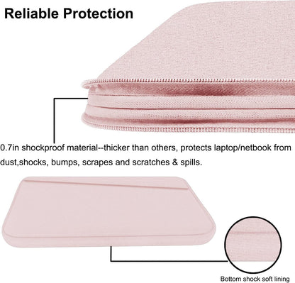 Laptop Sleeve, 15.6 inch Laptop Case, Durable Computer Carrying Bag Protective Case Briefcase Handbag with Front Pocket, Slim Laptop Case Cover for 15.6 Inch HP, Dell, Lenovo, Asus, Notebook, Pink