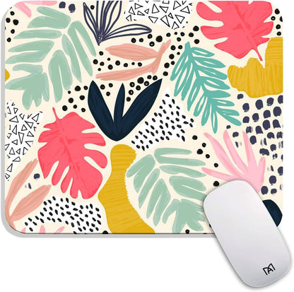 Square Mouse Pad Tropical Plants, Personalized Premium-Textured Custom Mouse Mat Design, Washable Mousepad Cloth, Non-Slip Rubber Base Computer Mouse Pads for Wireless Mouse