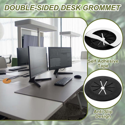 PATIKIL Desk Grommet 1-9/16", 8 Pcs Round Cable Grommet Cord Hole Cover with Adhesive Tape Flexible Table Wire Organizer for Office Home Table Countertop, Black