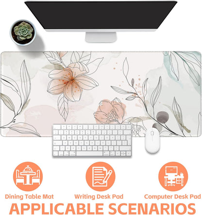 Mouse Pad Large Flowers Watercolor Texture Non-Slip Gaming Desk Mat with Stitched Edge Laptop Keyboard Desk Pad for Work Home Gaming (35.4 x 15.7 Inches)