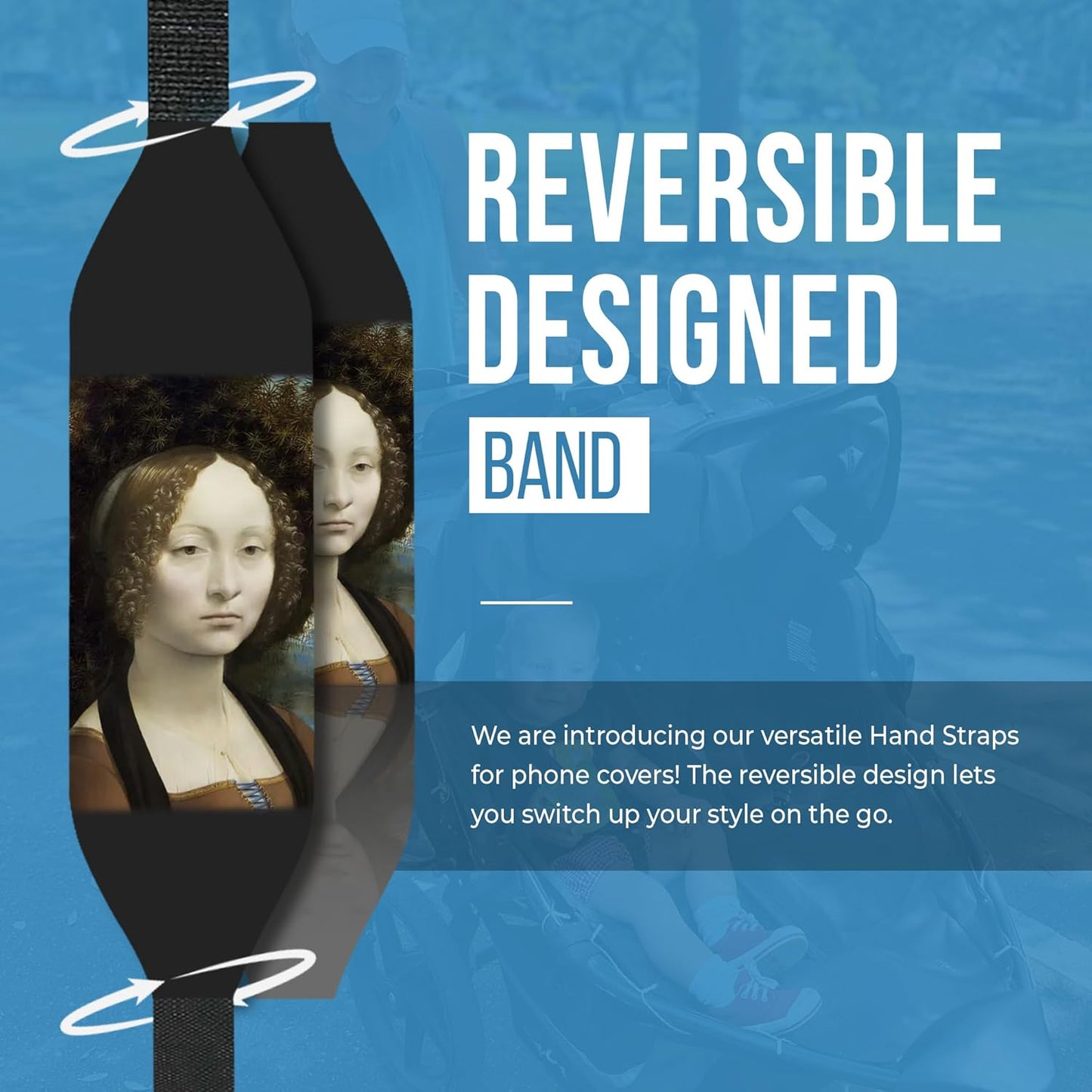 Customizable Universal Phone Grip Strap | Pack of 2 | Reversible Phone Hand Strap for Phone Cases as Phone Loop Holder| Secure handling - Mona Lisa The First Femen