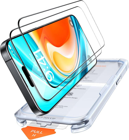 TORRAS Military-grade aerospace glass for iPhone 16 Screen Protector [9H＋Unbreakable from 12-foot Drop,Longest Durable],GlassGo X Glass for iPhone 16,2 Packs