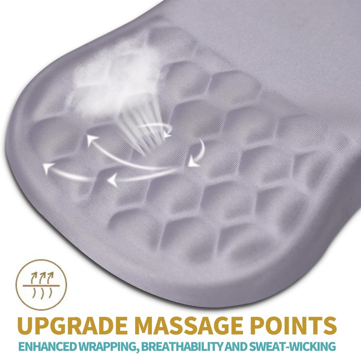 Hokafenle Ergonomic Mouse Pad Wrist Support with Massage Design, Wrist Rest Pain Relief Mousepad with Memory Foam&Non-Slip PU Base, Mouse Pads for Wireless Mouse & Desk (12x8 inch,Light Purple Gray)