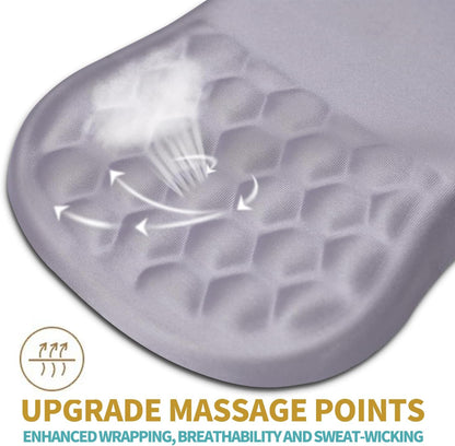 Hokafenle Ergonomic Mouse Pad Wrist Support with Massage Design, Wrist Rest Pain Relief Mousepad with Memory Foam&Non-Slip PU Base, Mouse Pads for Wireless Mouse & Desk (12x8 inch,Light Purple Gray)