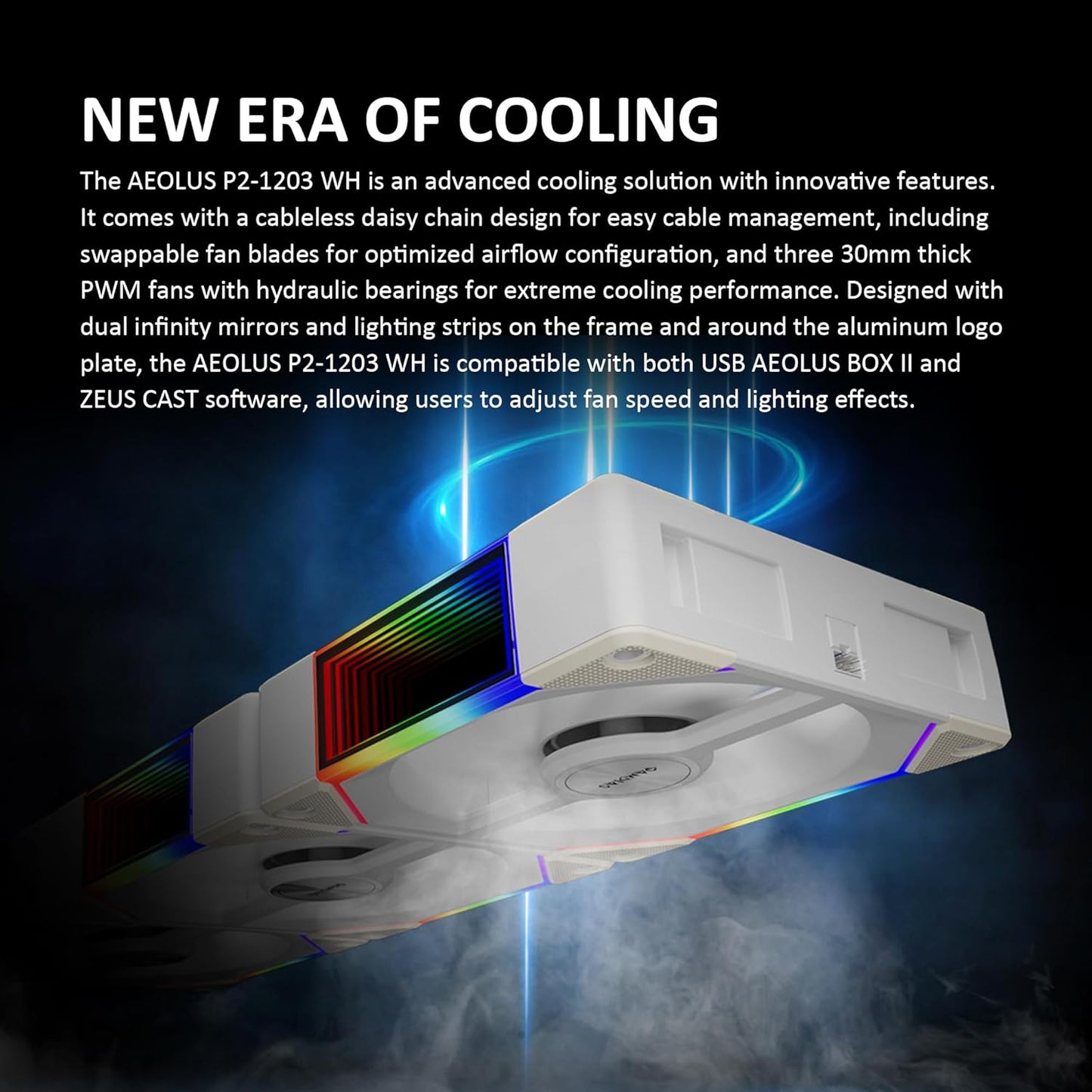 GAMDIAS Aeolus P2-1203U 120mm ARGB PWM Fan(3 Fan Pack w/USB Hub), Include Reverse Fan Blade x3, ARGB Sync Ready, Easy Installation & Cabless Daisy-Chain Design, Silent Operation, Up to 2400RPM, White