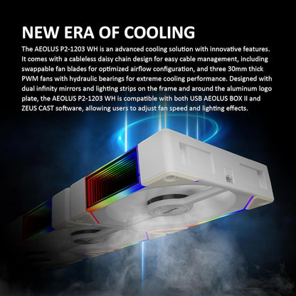 GAMDIAS Aeolus P2-1203U 120mm ARGB PWM Fan(3 Fan Pack w/USB Hub), Include Reverse Fan Blade x3, ARGB Sync Ready, Easy Installation & Cabless Daisy-Chain Design, Silent Operation, Up to 2400RPM, White