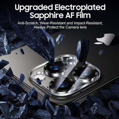 UniqueMe Compatible for 3 Pack iPhone 15 Pro/iPhone 15 Pro Max Camera Lens Protector, [Drop Protection] [Case Friendly] 9H Tempered Glass Camera Cover Screen [2023 New Version] - Grey