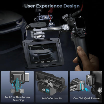 SMALLRIG HawkLock Quick Release Adjustable Camera Monitor Mount, NATO Rail and Cold Shoe, Tilt 165° Adjustable, for DJI RS 4 Mini/RS 4 Pro/RS 4 /RS 3 Mini/RS 3 Pro/RS 3 /RSC 2 /RS 2 Stabilizers