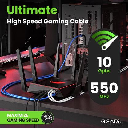 GEARit Cat 6 Ethernet Cable Pack - 5-Pack 100 ft Cat6 Ethernet Patch Cables | RJ45 Network Patch Cable, 10 Gbps Snagless Gold-Plated Connectors - Ethernet Cable Cat 6 for PC, TV, Router - Black