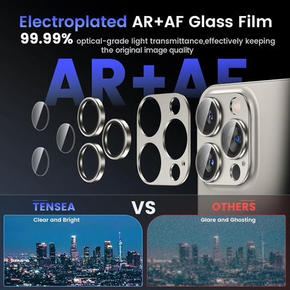 Tensea for iPhone 16 Pro/iPhone 16 Pro Max/iPhone 15 Pro/iPhone 15 Pro Max Camera Lens Protector, Metal Aluminum Alloy Tempered Glass Cover Camera Screen Protector Accessories, Case Friendly