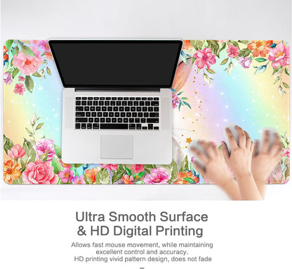 Lokigo Cute Rabbit Desk Pad, Gaming Mouse Pad 31.5"x15.7", Waterproof Big Mouse Pad for Desk Rubber Base Desk Matt with Stitched Edges Keyboard Mousepad for Laptop, Game, Work, Study, Bunny