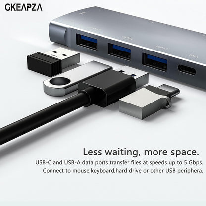 USB C Adapter Docking Station for Galaxy dex iPad Pro,USB-C Multiport Adapter with 4K HDMI,3.5mm Jack,PD 100W,3 USB3.0,SD/TF Card Slot,for MacBook iPhone 15 Samsung Tab