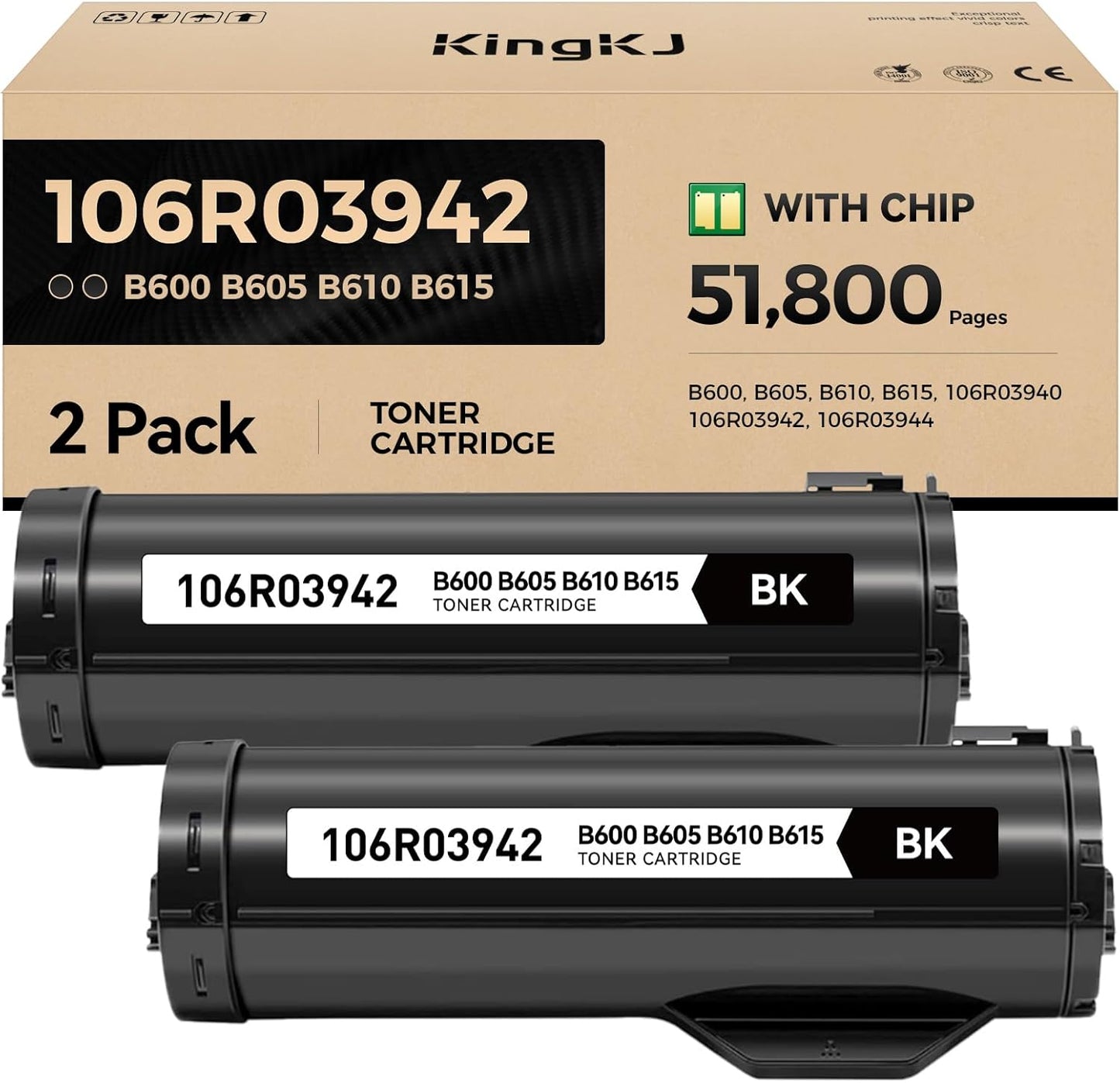 VersaLink B600 B610 Black High Capacity Toner Cartridge 2-Pack Replacement for Xerox 106R03940 106R03942 106R03944 Toner Compatible for Xerox VersaLink B600 B605 B610 B615 Laser Printer Ink All-in-One