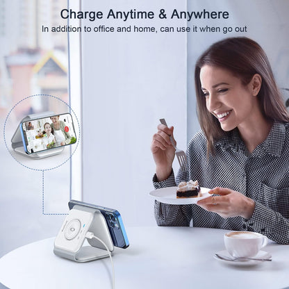 Wireless Charger 3 in 1,RTOPS Magnetic Travel Wireless Charging Station Multiple Devices,GaN 3 in 1 Charging Station,Compatible for iPhone16/15/14/13/Pro/Max,iWatch,AirPods4/3/2/Pro(Adapter Includes)