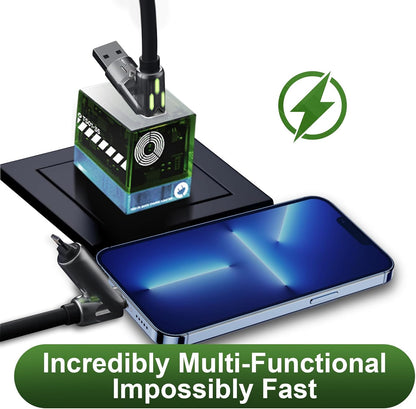 KerrKim 240W 4-in-1 Multi Fast USB Charging Cable with Breathing Light, USB A Type C Lightning Cable for iPhone 16 15 14 13 12 11 Pro Max iPad Samsung Galaxy MacBook iPad Tablets & More (6FT, Black)