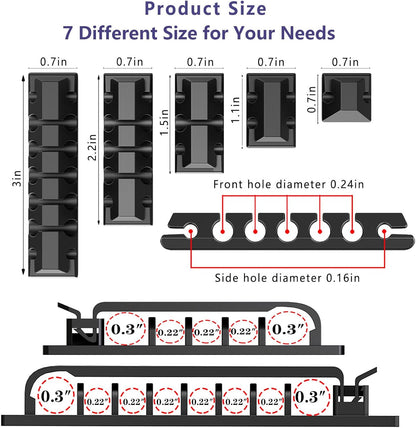 ELII 327 PCS Cable Management Kit 4 Cable Cable Sleeves,65 Cable Clips with 13Cord Holders,25 Roll Cable Organizer Straps,200 Fastening Cable Ties,20 Cable Zip Tie Mounts for Computer (Black)