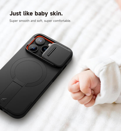 SURITCH for iPhone 14 Pro Case with Magnetic Camera Slide Cover and Adjustable Kickstand, Compatible with MagSafe, Shockproof Bumper Case Slim Protective Cover for iPhone 14 Pro 6.1 Inch, Black