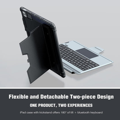 Nillkin iPad Air 13 inch Case Keyboard (M3,2025/M2,2024), Slide Camera Cover, iPad Pro 12.9 Protective Case with Backlit Wireless Detachable Keyboard, Multi-Touch Trackpad and Pencil Holder, Grey