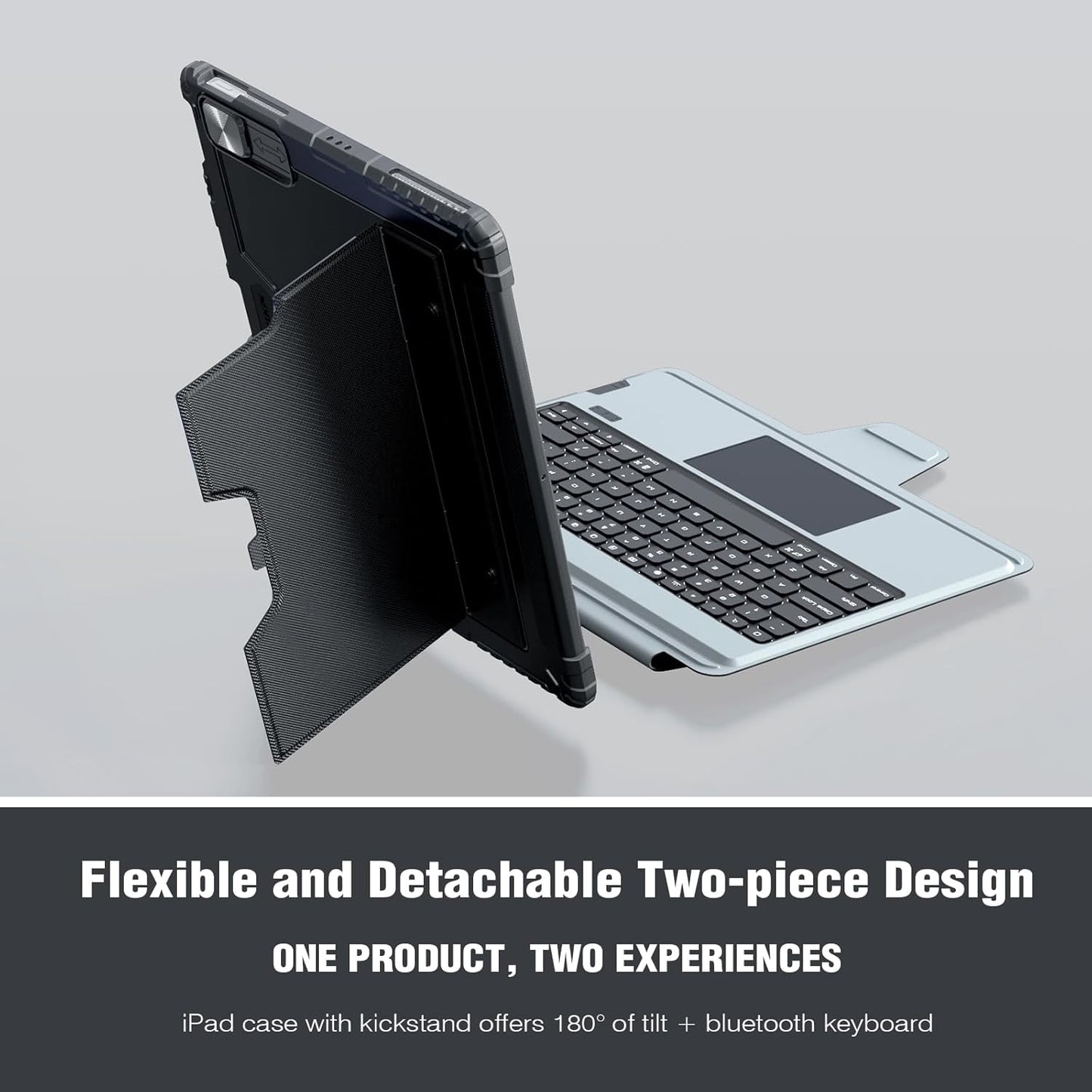 Nillkin iPad Air 13 inch Case Keyboard (M3,2025/M2,2024), Slide Camera Cover, iPad Pro 12.9 Protective Case with Wireless Detachable Keyboard, Multi-Touch Trackpad and Pencil Holder