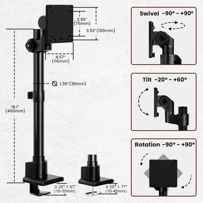 Monitor-Arm Ultrawide Heavy Duty 24-57'' - Aluminum Single Monitor Mount Holds up to 59.4lbs, Adjustable Desk Mount Stand, VESA75/100/200mm, Black