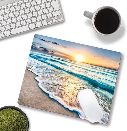Mouse Pad, Premium-Textured Mouse Mat, Non-Slip Rubber Base Mousepad for Laptop, Computer & PC,9.5×7.9 in,Beach Sunset