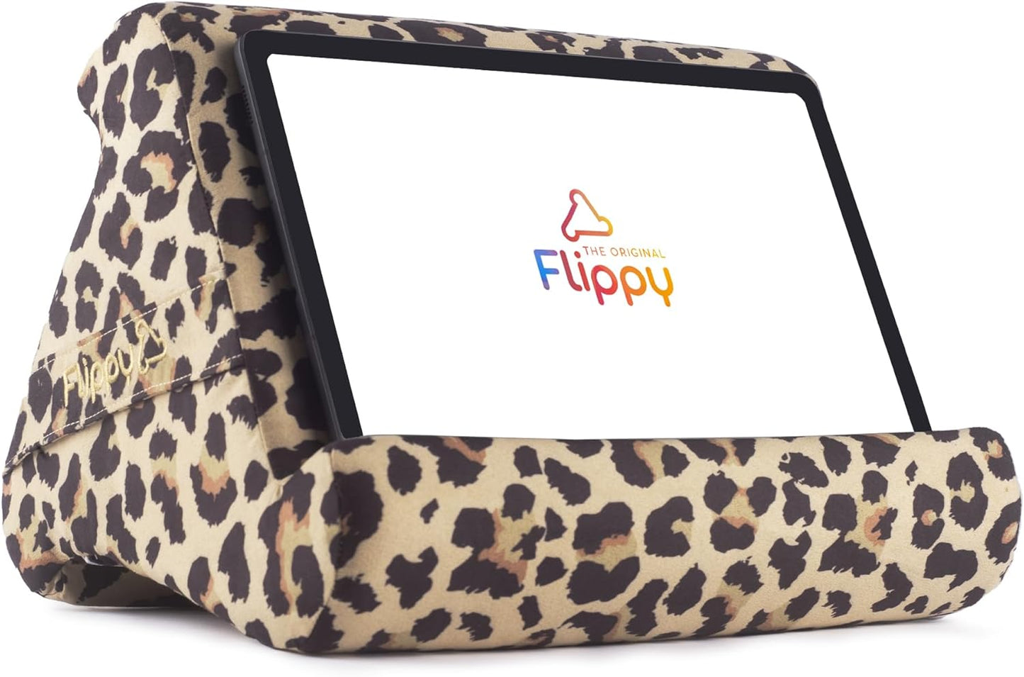 Flippy Tablet Pillow Stand - Cushion Tablet Stand & Holder, Bed Support for Lap and Desk, Compatible with Phone & Book Reading: Kindle, iPad Pro, iPhone & Samsung - Def Leopard