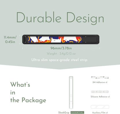 Phone Grip, Ultra Thin Cell Phone Grips Finger Holder Kickstand for Back of Phone, Loopy Case Swappable for Smartphones Wireless Chargers Car Mounts - SleekGrip Essential