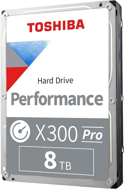 Toshiba X300 PRO 8TB High Workload Performance for Creative Professionals 3.5-Inch Internal Hard Drive – Up to 300 TB/Year Workload Rate CMR SATA 6 GB/s 7200 RPM 512 MB Cache - HDWR780XZSTB