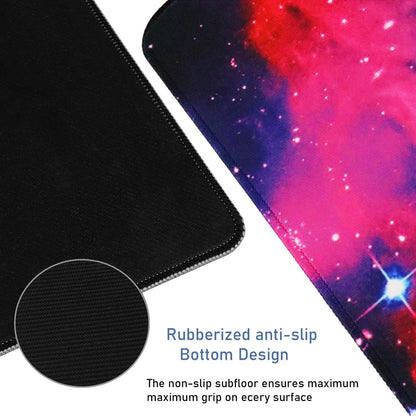 Large Extended Gaming Mouse Pad with Stitched Edges, (31.5X15.7In) Durable Non-Slip Natural Rubber Base, Waterproof Computer Keyboard Pad Mat for Esports Pros/Gamer/Desktop/Office/Home, Galactic Blue