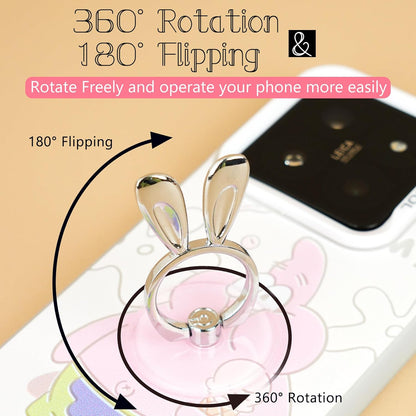 Rabbit Phone Grip - EI Sonador Clear Cell Phone Ring Holder Transparent Stand Finger Sticky Grip (2 Black Rabbit)