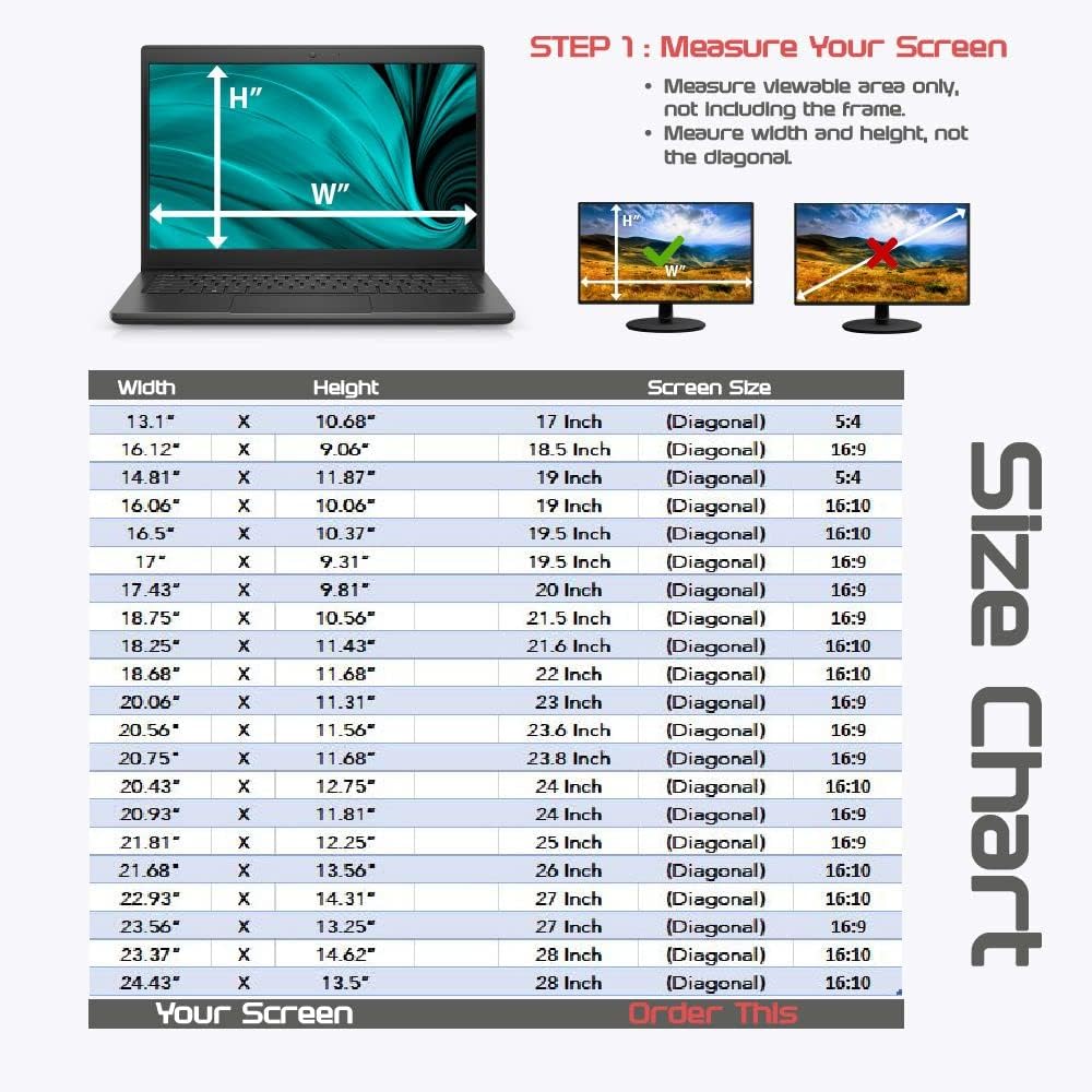 Computer Privacy Screen Filter for Widescreen Monitor - Anti-Glare, Blue Light Reduction, and Privacy Shield Protector - 23.8 Inch 16:9 Aspect Ratio
