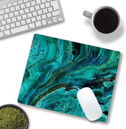 Hokafenle Mouse Pad, Green Marble Mouse Pad Non-Slip Rubber Base Gaming MousePads for Computers Laptop Office, Cute Mouse Pads with Designs for Women, 9.5"x7.9"x0.12" Inch
