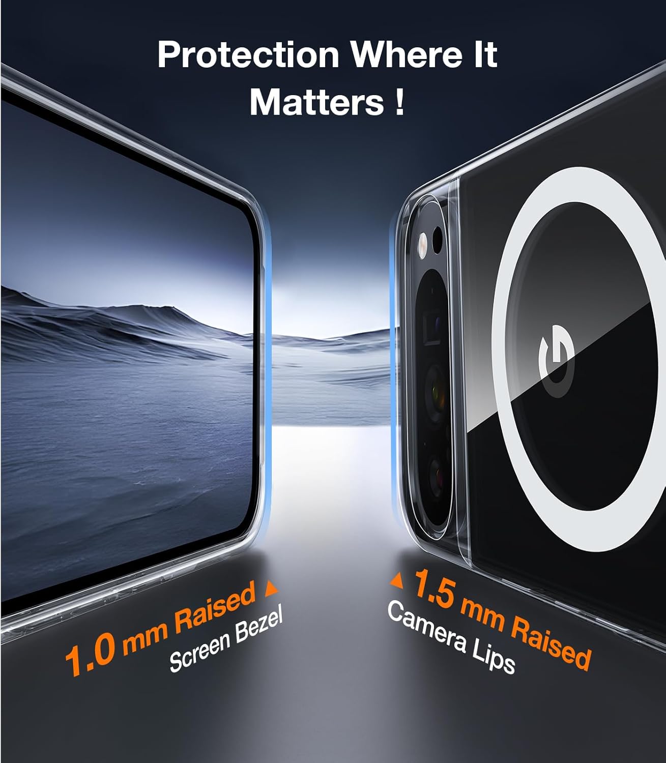 TORRAS Magnetic & Stand for Google Pixel 9 Pro XL Case Clear, Fit for MagSafe, 12FT Mil-Grade Drop Protection, Slim Fit for Google Pixel 9 Pro XL Phone Case with Built-in Kickstand, Diamond Clear