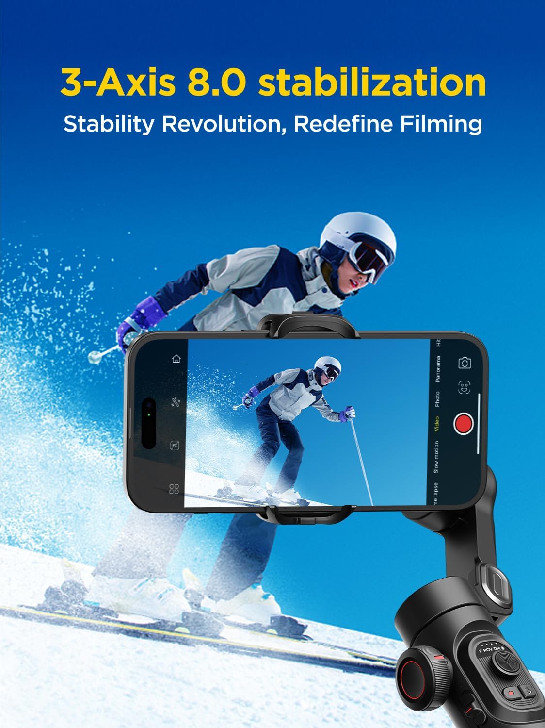 Gimbal Stabilizer for Smartphone, iPhone Gimbal w/Focus Wheel Face/Object Tracking for iPhone 16 15 Pro Max/Android Foldable 3-Axis Handheld Phone Stabilizer for Video Recording -Smart XE