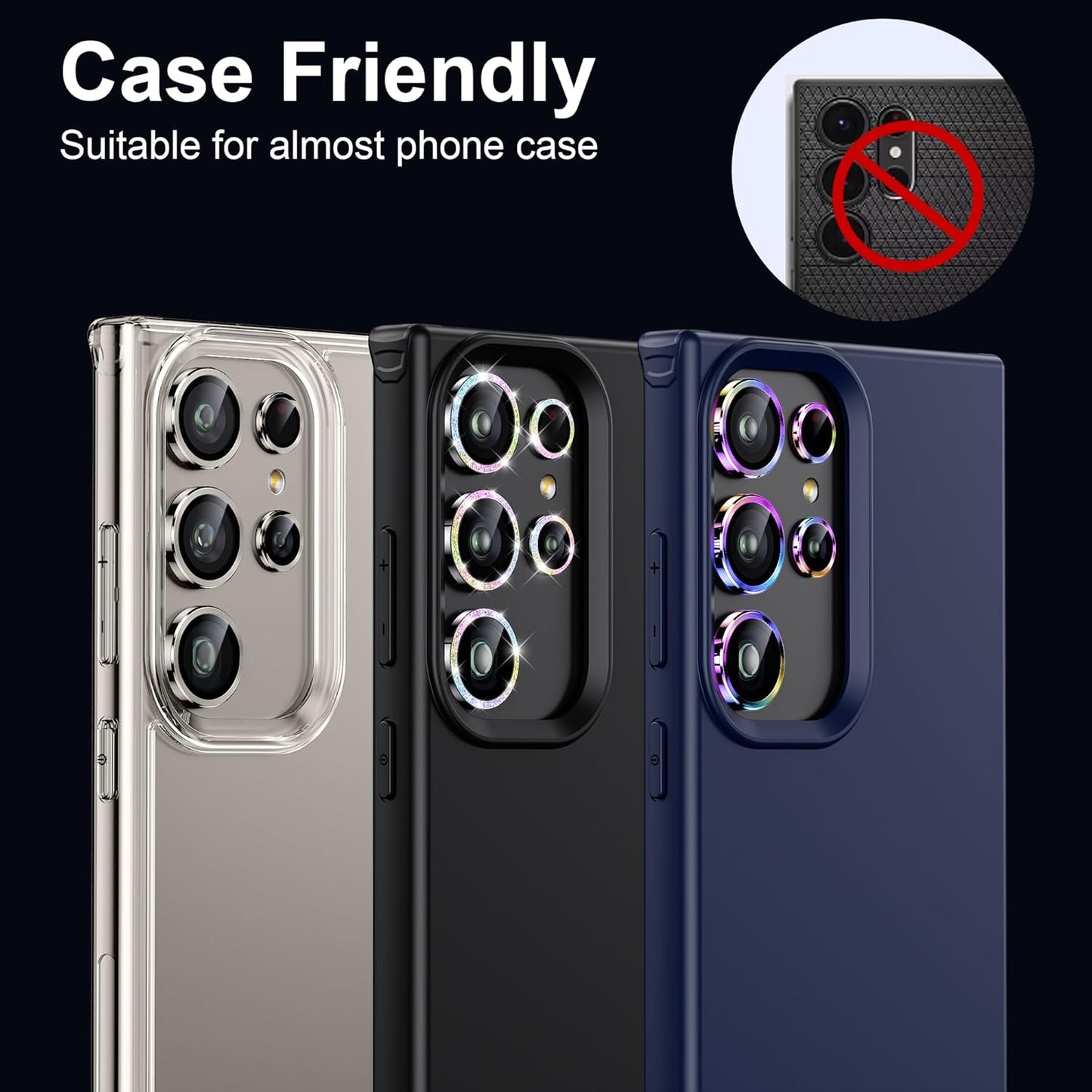 WSKEN for Samsung Galaxy S24 Ultra Camera Lens Protector, Ultra Thin Scratch Resistant 9H Tempered Glass with Aluminum Metal Circle Camera Screen Protector Cover Accessories, Gray