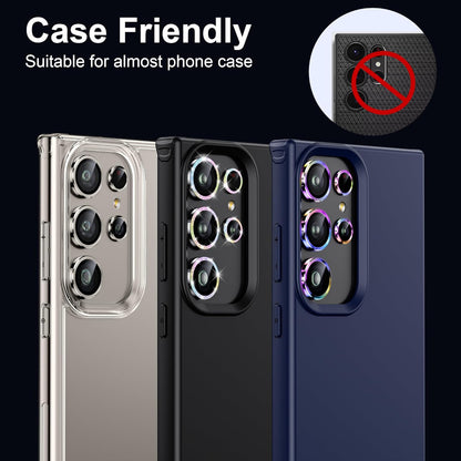 WSKEN for Samsung Galaxy S24 Ultra Camera Lens Protector, Ultra Thin Scratch Resistant 9H Tempered Glass with Aluminum Metal Circle Camera Screen Protector Cover Accessories, Gray