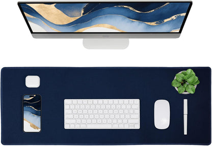 ALOANES Waterproof Mouse Pad with Durable Stitched Edge, XXXL gaming Keyboard Pad, Non-Slip Rubber Base Mouse Mat, Extended Desk pad for Gamer, Office & Home, Dark Blue Mousepad 35.4''x 15.7''x 0.12''