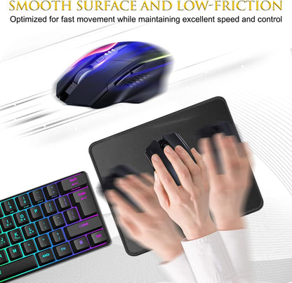 JIKIOU 3 Pack Mouse Pad with Stitched Edge, Comfortable Mouse Pads with Non-Slip Rubber Base, Washable Mousepads Bulk with Comfortable Cloth, Mouse Pads for Computers Laptop Mouse 10.2x8.3inch Black