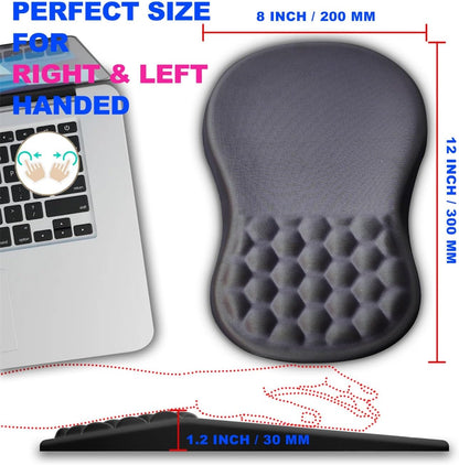 Mouse Pad Wrist Support, Ergonomic Mouse Pad with Massage Dot, Comfortable Computer Mouse Pad for Laptop, Wrist Rest Pain Relief Mousepad with Non-Slip PU Base for Office & Home, 12 x 8 in