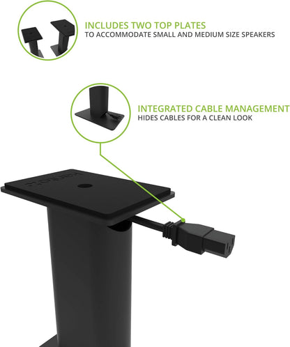 Kanto SP9 Rising Desktop Speaker Stands for Small/Medium Bookshelf Speakers & Compact/Mid-Size 2”-4” Studio Monitors | 8.3" Tall | Black | Pair
