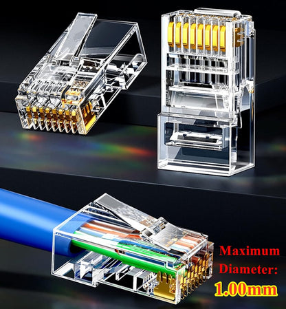 100-Pack Cat5 Cat5e RJ45 Connectors Ends for Solid Wire and Standard Cable (Not Pass Through)