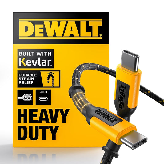 DEWALT Heavy Duty USB C Cable, Jobsite 60 Watt USB C Cable, High Speed Type-C to Type-C, Fast Charge PD USBC Fast Charging Cord for iPhone 16/15 Plus Pro Max, MacBook, iPad, Samsung Galaxy, 4 ft
