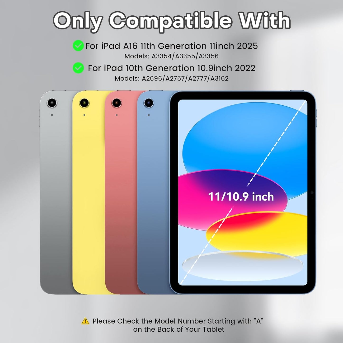 YBING for iPad A16 Case with Keyboard 11th &10th Generation, 360 Rotation Magnetic Cover with 7-Color Backlit Wireless Detachable Keypad with Pencil Holder for iPad 11th 2025/10 Gen 10.9" 2022 (Black)