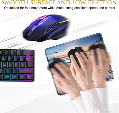 JIKIOU 3 Pack Mouse Pad with Stitched Edge, Comfortable Mouse Pads with Non-Slip Rubber Base, Washable Mousepads Bulk with Lycra Cloth, Mouse Pads for Computers Laptop Mouse 10.2x8.3x0.12in Beach