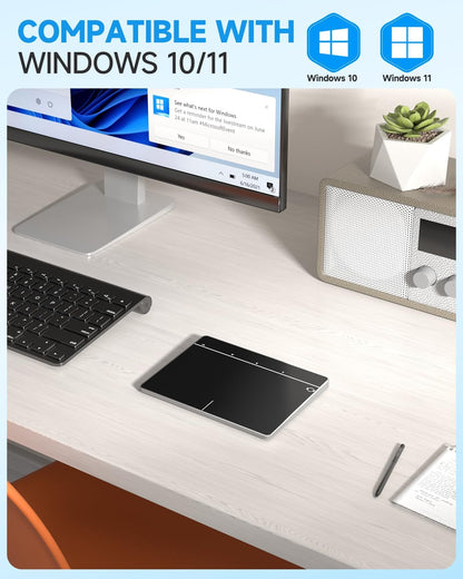 Wireless Bluetooth Trackpad for Windows 10/11, 3-in-1 Connectivity Modes, Support Multi-Touch Gestures, High Precision Control for PC & Laptop (Black)