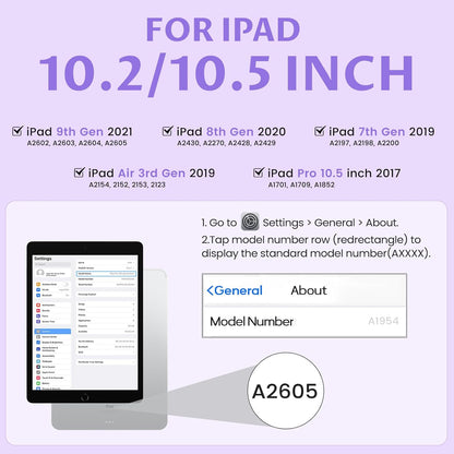 OYEEICE Keyboard Case for iPad 9th Generation - Detachable Wireless Backlit Keyboard, Magnetic Cover with Pencil Holder for iPad 9th/8th/7th Gen 10.2 inch, iPad Pro 10.5" & iPad Air 3rd - Purple